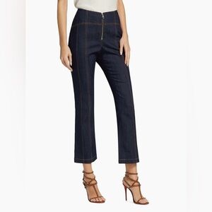 Cinq à Sept Loren High Rise Stretch Straight Cropped Jeans, Dark Wash.